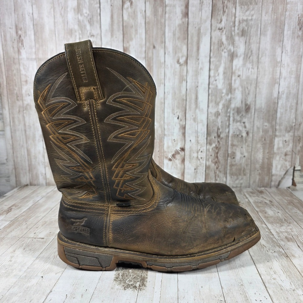 Irish Setter Marshall 83912 Mens Brown Leather Waterproof‎ Work Boots 11.5 E2 EH